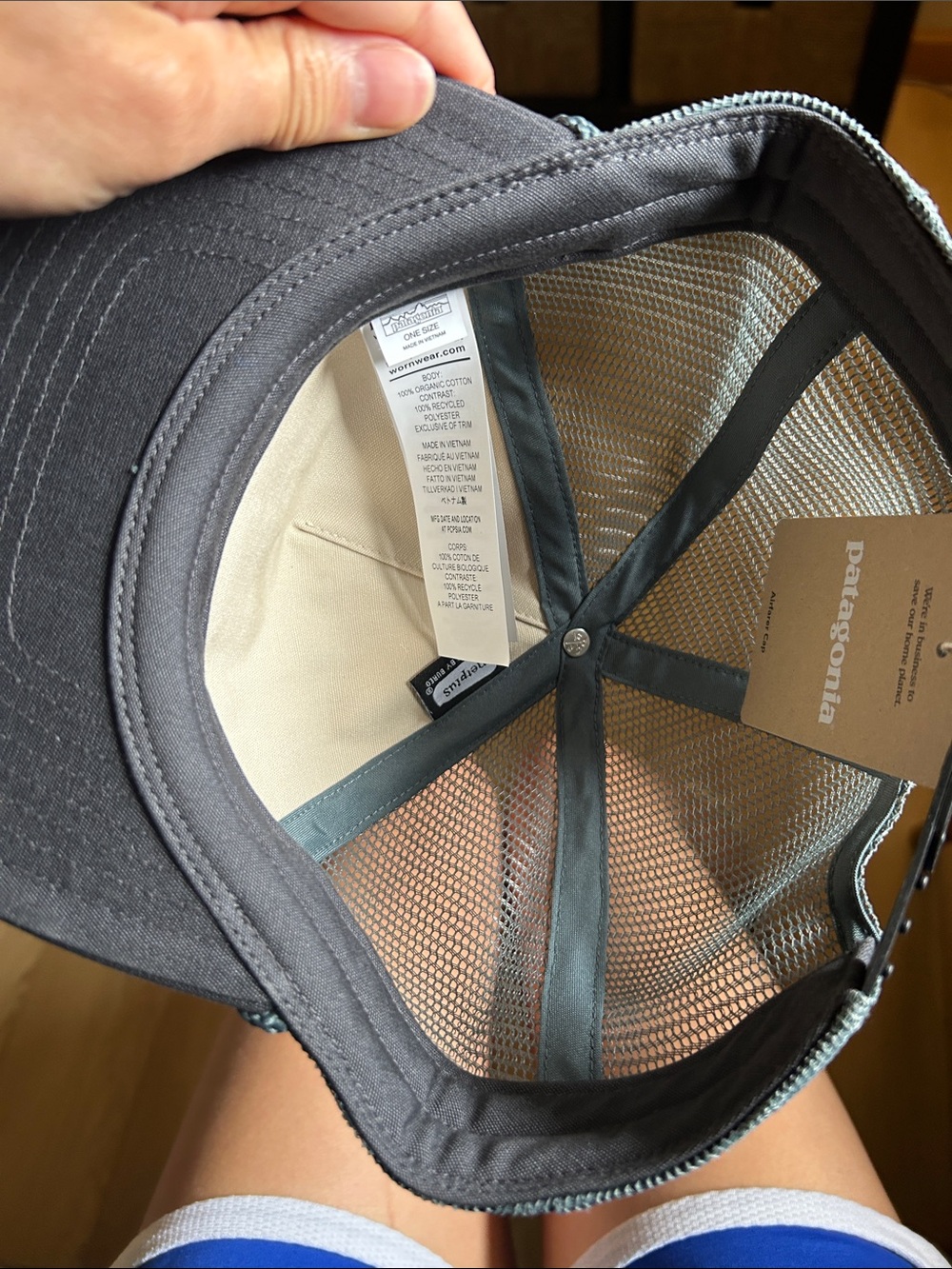 Patagonia Two-Tone Cream and Gray Trucker Hat with Colorful Embroidery - Picture 5 of 5